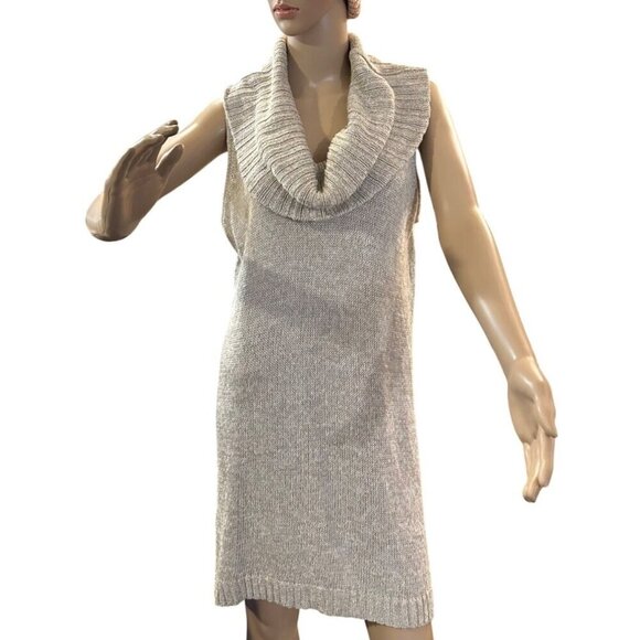 Soft Surroundings Cowl Neck Sleeveless Sweater Tunic Metallic Knit Gray Plus Siz - Picture 1 of 7